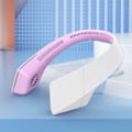Miniatyrbild 3 av 3: Hängande hals liten fläkt 2021 ny portabel mini lazy hängande hals bladlös USB tyst laddning typ rosa