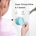 Pikkukuva 2 / 5: Henkilökohtainen kaulakoru kannettava tuuletin, Mini Handheld tuuletin3 säädettävät nopeudet, USB-ladattava pöytätuuletin