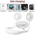 Miniatyrbild 4 av 5: (Vit) Bärbar halsfläkt, USB-laddningsbar fläkt med 3 justerbara hastigheter, laddningsbar bärbar halsfläkt med LED-ljus