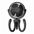Miniatyrbillede 1 af 5: Håndholdt bærbar ventilator med fleksibelt stativ (sort)