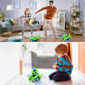 Miniatyrbild 5 av 5: Automatiska dinosaurieleksaker med musik, 2 i 1 automatiska dino-bilar med LED-ljus, dinosaurieleksaker för barn 3-5 år, grön -