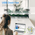 Miniatyrbild 5 av 5: USB-fläkt Tyst skrivbordsfläkt med 2000mAh batteri Mini portabel fläkt 360 rotationsbordsfläkt 3 hastigheter med