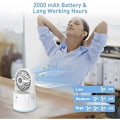 Miniatyrbild 3 av 5: Vit Mini Quiet Mist Fläkt, USB Uppladdningsbar Bärbar Fläkt, Skrivbordsfläkt Lämplig för sovrumskontor utomhus Indo