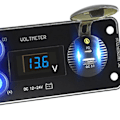 Pikkukuva 3 / 5: Autolaturi 36W Vedenpitävä 4-osainen kytkinpaneeli veneisiin, asuntovaunuihin, punainen valo Blue Light 170mmx65mm