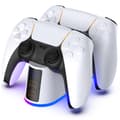 PS5 ladestation, PS5 controller ladestation med justerbart lys, hurtigopladningsdock til Playstation 5 controller, PS5 ladestander