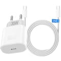 Snabbladdare 35W - EFConnection - USB-C - Kabel 2M - Kompatibel med iPhone 17, 17 Pro, Pro Max, 16, 15 Vit