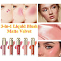 Miniatyrbillede 2 af 5: 3-i-1 flydende blush mat fløjls øjenskygge blusher ansigtsrouge læbeglans naturlig holdbar lysende hud ansigtsmakeup kosmetik b03