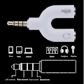 Miniatyrbild 2 av 5: 3,5 mm Stereo Audio Y-delare Mikrofon Mic & Audio Hörlurar 2-vägs U-formad Jack Hörlurstillbehör för Xiaomi Samsung