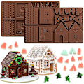 Miniatyrbillede 1 af 5: Jule-Peberkagehus Bagebakke, Silikonforme Til Desserter, Chokolade, Slik, Cookies (2 Stykker)