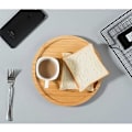 Miniatyrbilde 5 av 5: Rund bambusskuff, treplater, tre serveringsfat, charcuterie serveringsbrett for middag / kaffebord, 11,8 tommer 20 cm