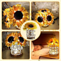 Miniatyrbilde 3 av 5: Solsikke Blomsterlampe, 3 Farge-demping Lite Nattelys, USB Oppladbar plug in models
