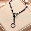 Miniatyrbillede 5 af 5: Hjerte O-ring Slip Chain Halskæde til Kvinder Rustfrit Stål Cuban Chain Hjerte Halskæde Punk Rock Krage Halskæde Håndlavet Justerbar Lariat Y Halskæde black ring