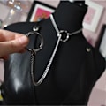 Miniatyrbillede 4 af 5: Hjerte O-ring Slip Chain Halskæde til Kvinder Rustfrit Stål Cuban Chain Hjerte Halskæde Punk Rock Krage Halskæde Håndlavet Justerbar Lariat Y Halskæde black ring