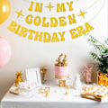 Miniatyrbild 3 av 5: In My Golden Birthday Era Banner, Glittrande Guld Grattis På Födelsedagen Banner Guld