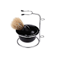 Miniatyrbillede 2 af 2: Høvleblade 4 i 1 Mænds Manuel Høvle Sæt Skægbarbering Børste Skål Rustfrit Stål Stativ Holder - Sort