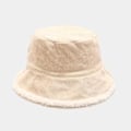 Miniatyrbillede 1 af 4: Reversibel Cordfløjl Bucket Hat Unisex Bomuldsvævet Canvas Solhat til Fiskeri, Hvid