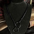 Miniatyrbillede 3 af 5: Hjerte O-ring Slip Chain Halskæde til Kvinder Rustfrit Stål Cuban Chain Hjerte Halskæde Punk Rock Krave Halskæde Håndlavet Justerbar Lariat Y Halskæde black