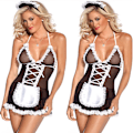 Miniatyrbild 5 av 5: Sexig Lingerie Kvinnor Mesh Cosplay Uniform Fransk Piga Sjuksköterska Outfit Fancy Dress 2xl