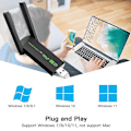 Pikkukuva 5 / 5: Ilmainen ajuri 1300Mbps USB 3.0 Wifi-sovitin WiFi 5 AC1300 Wi-Fi-tikku vastaanotin 2.4G 5G kaksoiskaistainen langaton verkkokortti RTL8812-antenni PC-kannettavalle