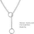 Miniatyrbillede 5 af 5: Hjerte O-ring Slip Chain Halskæde til Kvinder Rustfrit Stål Cuban Chain Hjerte Halskæde Punk Rock Krage Halskæde Håndlavet Justerbar Lariat Y Halskæde silver ring