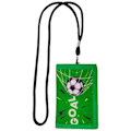Pikkukuva 1 / 5: Lasten lompakko pojille, urheilu jalkapallo kuvio, kolmiosainen lompakko kaulanauhalla, vetoketjullinen kolikkotasku ja korttipidike green side football