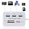 Miniatyrbillede 5 af 5: Micro USB Hub 2.0 Combo 3 Porte Kortlæser Højhastigheds USB Splitter Alt i én Kortlæser 3 Porte USB2.0 Hub USB Splitter Til Bærbar Computer Desktop