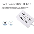 Miniatyrbillede 3 af 5: Micro USB Hub 2.0 Combo 3 Porte Kortlæser Højhastigheds USB Splitter Alt i én Kortlæser 3 Porte USB2.0 Hub USB Splitter Til Bærbar Computer Desktop