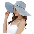 Damhatt i Halm, Stor, Vändbar, Strandhatt, Solhatt, Sommar, UV-Skydd UPF 50+ (Blå)