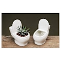 Miniatyrbillede 2 af 5: 2-pak hvid keramisk toiletpotte/Bonsai-potte/Blomsterpotte/Succulent plantekasse Perfekte gaver til kvinder