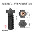 Miniatyrbillede 3 af 5: 2 stk. CHT Volcano Dyse Hærdet Stål, 0,4 mm High Flow Volcano Hotend Ekstruder Dyser