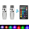 Miniatyrbillede 1 af 5: 1 Par DC12V T10 5050 LED Lys 6 SMD RGB Bil Tagdækning Læsning + Fjernbetjening