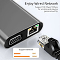 Pikkukuva 4 / 5: 11-in-1 USB-C-keskitin 4K 30Hz, Type-C - RJ45 HDMI-yhteensopiva USB 3.0 VGA-sovitin Type-C-keskitin telakka PD 87W USB-C-jakaja MacBook Pro Air:lle