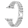 Miniatyrbild 1 av 5: Armband och Apple Watch Armband iWatch Serie 7/6/5/4/3/2/1 Metall Kompatibel Tre Pärlor Diamant Armband --- Silver 38/40/41mm