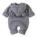 Miniatyrbild 3 av 8: Nyfödd bebis pojke flicka björn öra stickad sparkdräkt jumpsuit huvtröja outfit set (6-12 månader)