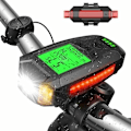 Miniatyrbilde 1 av 5: Sykkellykt, USB Oppladbar Sykkellykt med Speedometer Sykkelcomputer LED Sykkellampe Foran & Bak Kraftig Lys for MTB Sykling Terrengsykkel