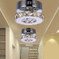 Miniatyrbillede 3 af 5: Rund krystal loftslampe lysekrone loftslampe til entré, stue, soveværelse og spisestue (hvid) - Hvid