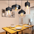 Miniatyrbillede 3 af 5: Hængelampe Design Retro Vintage Moderne Stil Transparent, Lysekrone Glasskærm Justerbar Reb Belysningsarmatur Spisestue Soveværelse