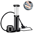 Miniatyrbilde 2 av 5: Sykkelpumpe, 140 PSI Mini Bærbar Sykkelpumpe, Mini Fotpumpe med Trykkmåler, Dobbel Ventil Sykkelpumpe for Sykler, Motorsykler, Svømming