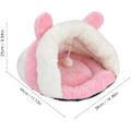 Miniatyrbillede 2 af 5: Kæledyrrede Pink Hvid Plys Sød Kaninform Kæledyr Vinter Varm Halvlukket Sovepose Trekant Rede Hus til Katte 38 x 45 x 25 cm / 14,96 x 17,72 x