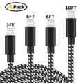 4 stk. iPhone-ladekabler 3FT/6FT/10FT Nylonflettet Rask USB-lading og synkroniseringskabel Datakabel iPhone Datakabel Kompatibel iPhone11/ Xs/Max/Xr/X/8