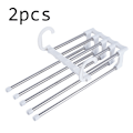 Miniatyrbillede 2 af 5: O-Kinee Buksebøjler Pladsbesparende Multiple, 2 stk. Bukse Bøjler i Rustfrit Stål Udtrækkelige, Foldbare Multi Bøjler, Magic Hanger Organizer
