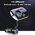 Miniatyrbillede 4 af 5: Bluetooth FM-sender til bil, trådløs Bluetooth 5.0 bilradioadapter-sender QC 3.0 dobbelt USB-billader-sæt med håndfri opkald og musik