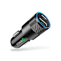 Pikkukuva 1 / 5: Musta USB-autolaturi, Total Dual Type C PD -autolaturi Power Delivery & Quick Charge 3.0 iPhone 11/11 Pro/11 Pro MAX/XS/XR/X/8:lle, iPadille
