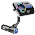 Miniatyrbillede 1 af 5: Bluetooth FM-sender til bil, trådløs Bluetooth 5.0 bilradioadapter-sender QC 3.0 dobbelt USB-billader-sæt med håndfri opkald og musik
