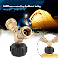 Miniatyrbild 8 av 8: Tank Gas Propane Y-splitter Tee Adapter Connector Valve för Utomhus BBQ Cylinder