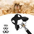 Miniatyrbillede 1 af 8: Hamstersele og snor sæt Kunstlæder Blød Let at bære Rotte Gåsele Vest og Snor Sæt med Klokker Sort