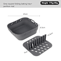 Miniatyrbillede 4 af 5: Airfryer Tilbehør Firkantet Airfryer Bageform med Silikonemåtte Airfryer Silikone Bageform, Grå