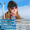 Miniatyrbillede 4 af 5: Bluetooth Hue Musik Vinterhatte til Mænd Kvinder med MIC Op til 15 Timers Afspilningstid Perfekt til Udendørs Snowboarding Løb Gåture Cykling