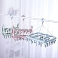 Miniatyrbild 5 av 5: Sock Drying Rack, Hängande Tvättställ med 32 Vindtäta Klämmor, Fällbar Underklädesstrumptork för Strumpor, Underkläder, Babykläder, Handdukar (Blå)
