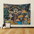 Miniatyrbillede 4 af 5: Svampetapet Øjne Mural Havdyr Vægophæng Boho Tapestry Æstetisk Ocean Psykedelisk Dekorativt Tapet til Soveværelse, 150x130cm